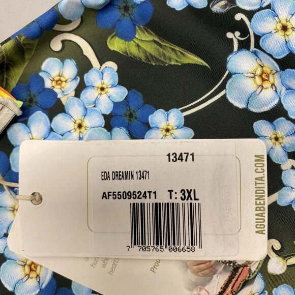 NEW AQUA BENDITA  Eda Side Tassel Bikini Bottom Blue/Green Floral Size 3XL - Picture 13 of 13